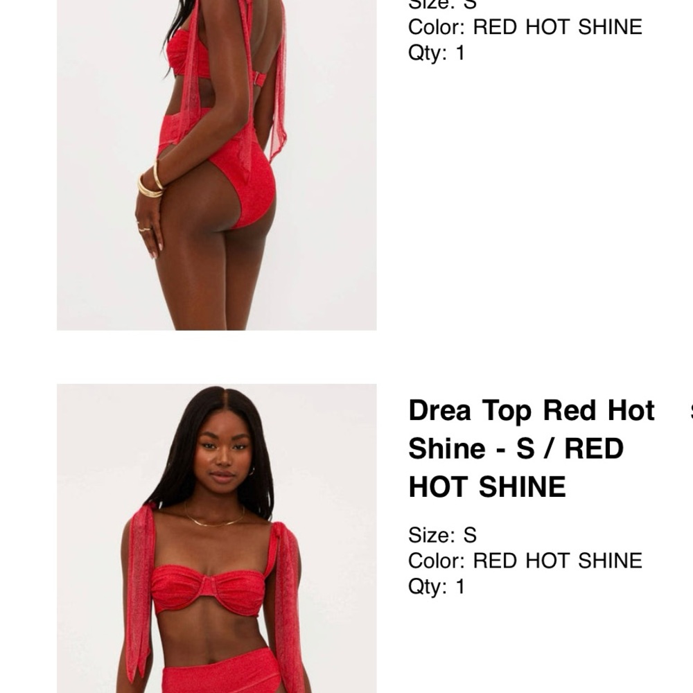 Beach Riot Red Hot Shine Top & Bottom Bikini Set